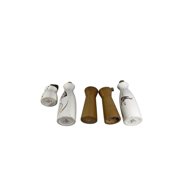 VTG Woodpecker Wood Ware Condiment Caddy Angel Fish Cruet Set 60s MCM Rare *READ - Picture 13 of 15